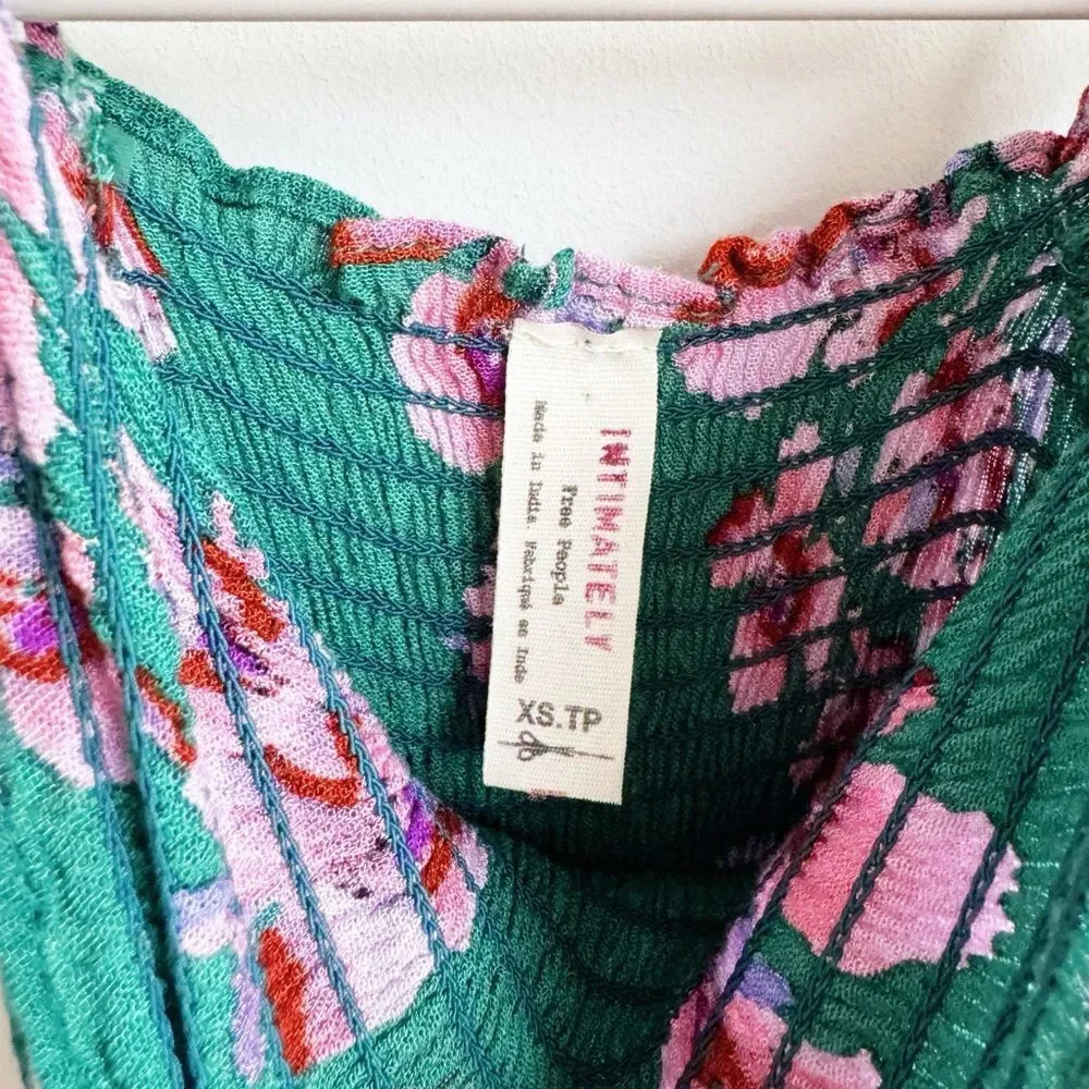 Free People Green Floral Maxi Dress with Pink Flowers - Picture 10 of 10